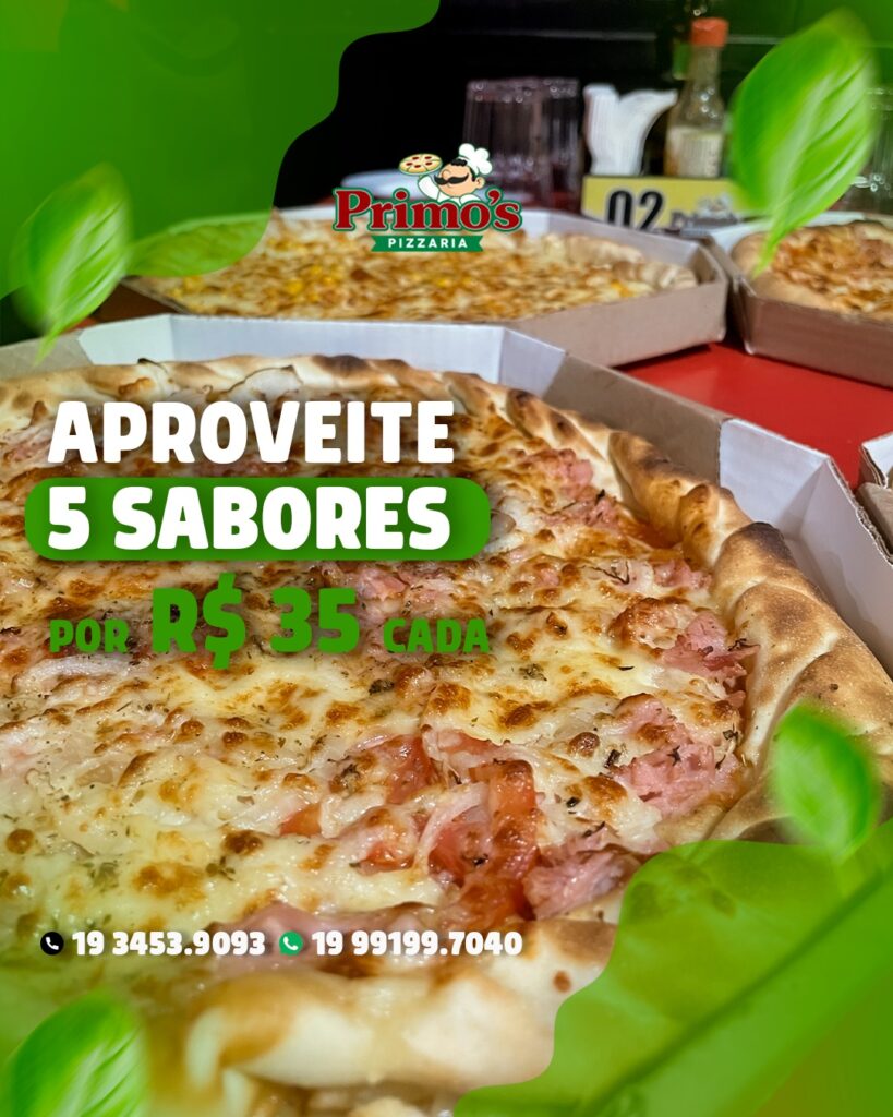 5 saborespor R$35,00 - Bauro - Milho - Presunto - Calabresa - Baiana